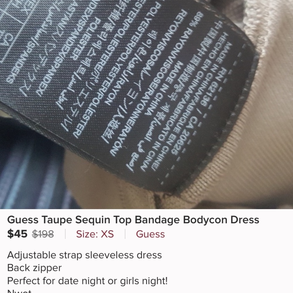 Guess taupe sequin bodycon bondage dress. - Picture 7 of 8